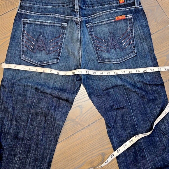 7 For All Mankind A Frame Jeans Womens 32 Dark Wash Denim Blue Bootcut NEW - Picture 3 of 8